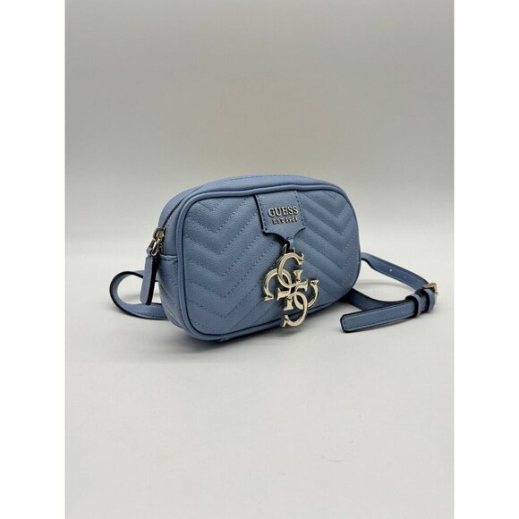 GUESS Violet quilted faux-leather small crossbody bag - Blue - Picture 4 of 7